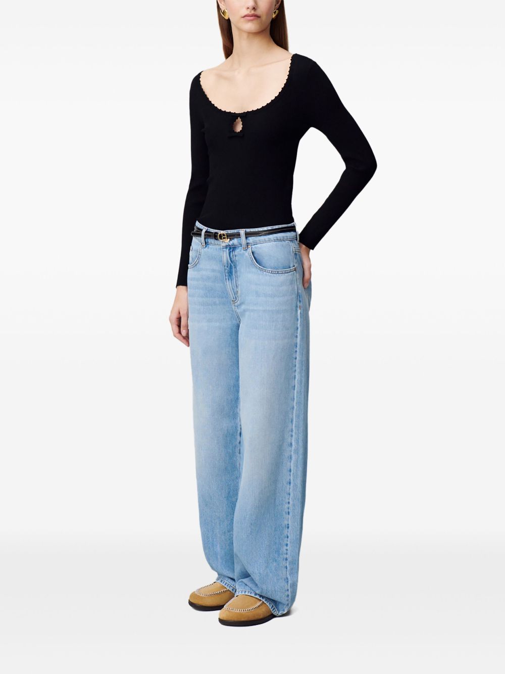 Claudie Pierlot long-sleeve fine-knit top - Zwart