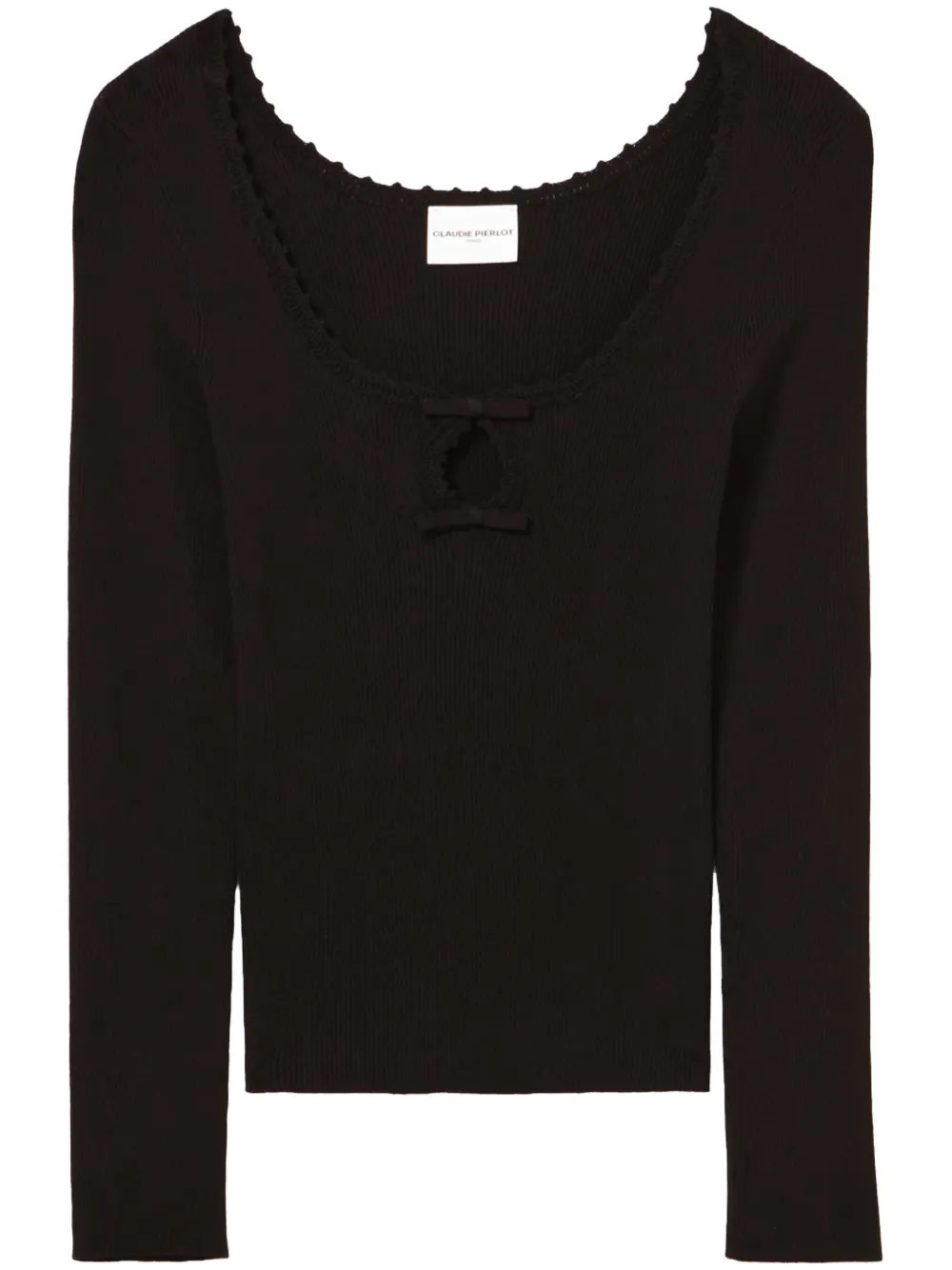 long-sleeve fine-knit top