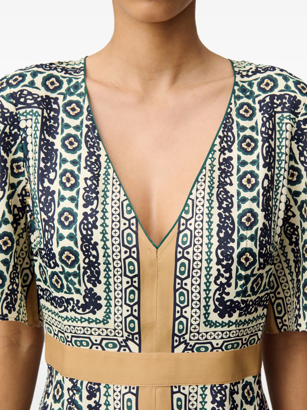 Claudie Pierlot Midi-jurk met print Beige