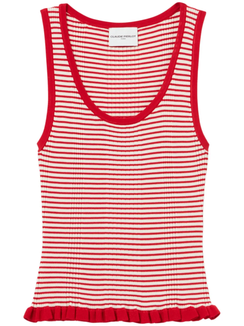 striped fine-knit tank top