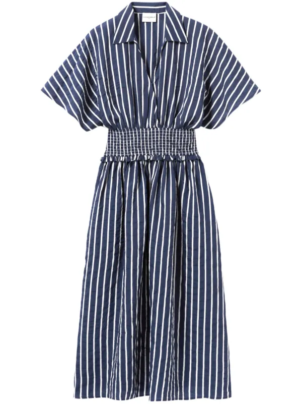 Claudie Pierlot ★ プリーツスカート 半袖ドレス ストライププリーツセットアップドレス/キャバドレス【XS-L