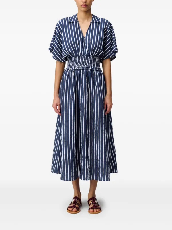 CLAUDIE PIERLOT★ワンピース Claudie Pierlot ストライプ ラップ ドレス | ブルー | FARFETCH JP