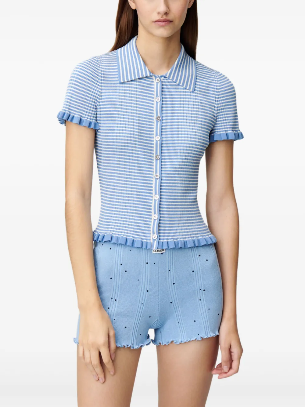 Claudie Pierlot Gestreepte T-shirt Blauw