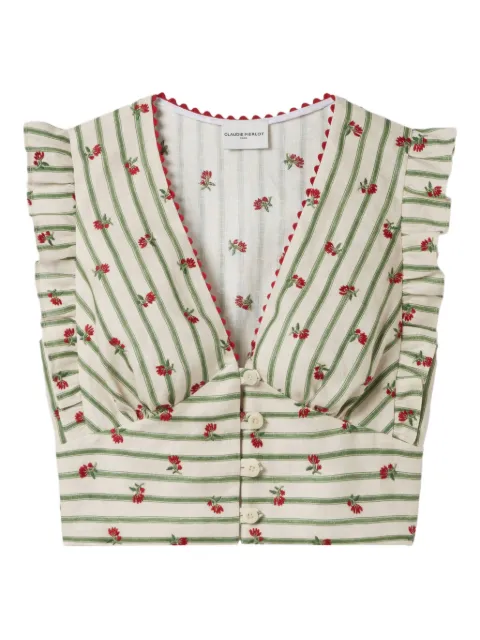 Claudie Pierlot printed ruffle-trim top