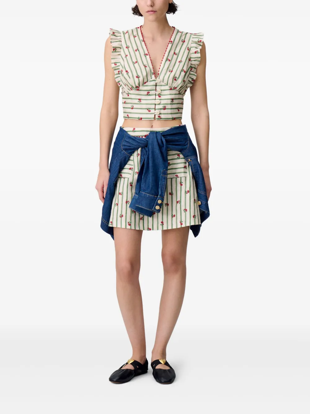 Claudie Pierlot printed ruffle-trim top | Vests & Tank Tops | Image 2