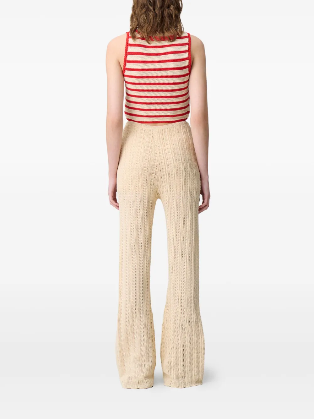 Claudie Pierlot Gehaakte broek met wijde pijpen Beige