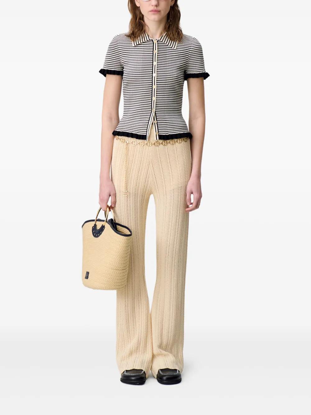 Claudie Pierlot wide-leg crochet trousers - Beige