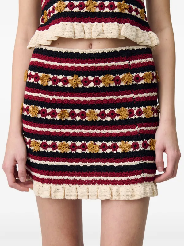Claudie Pierlot crochet-knit Skirt Red FARFETCH NZ
