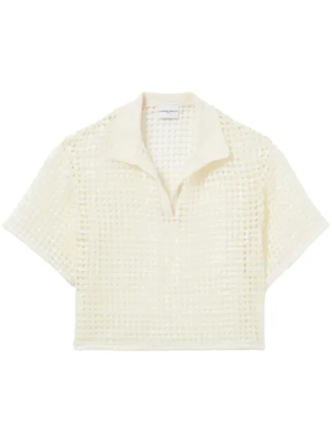 Claudie Pierlot crochet-knit polo shirt
