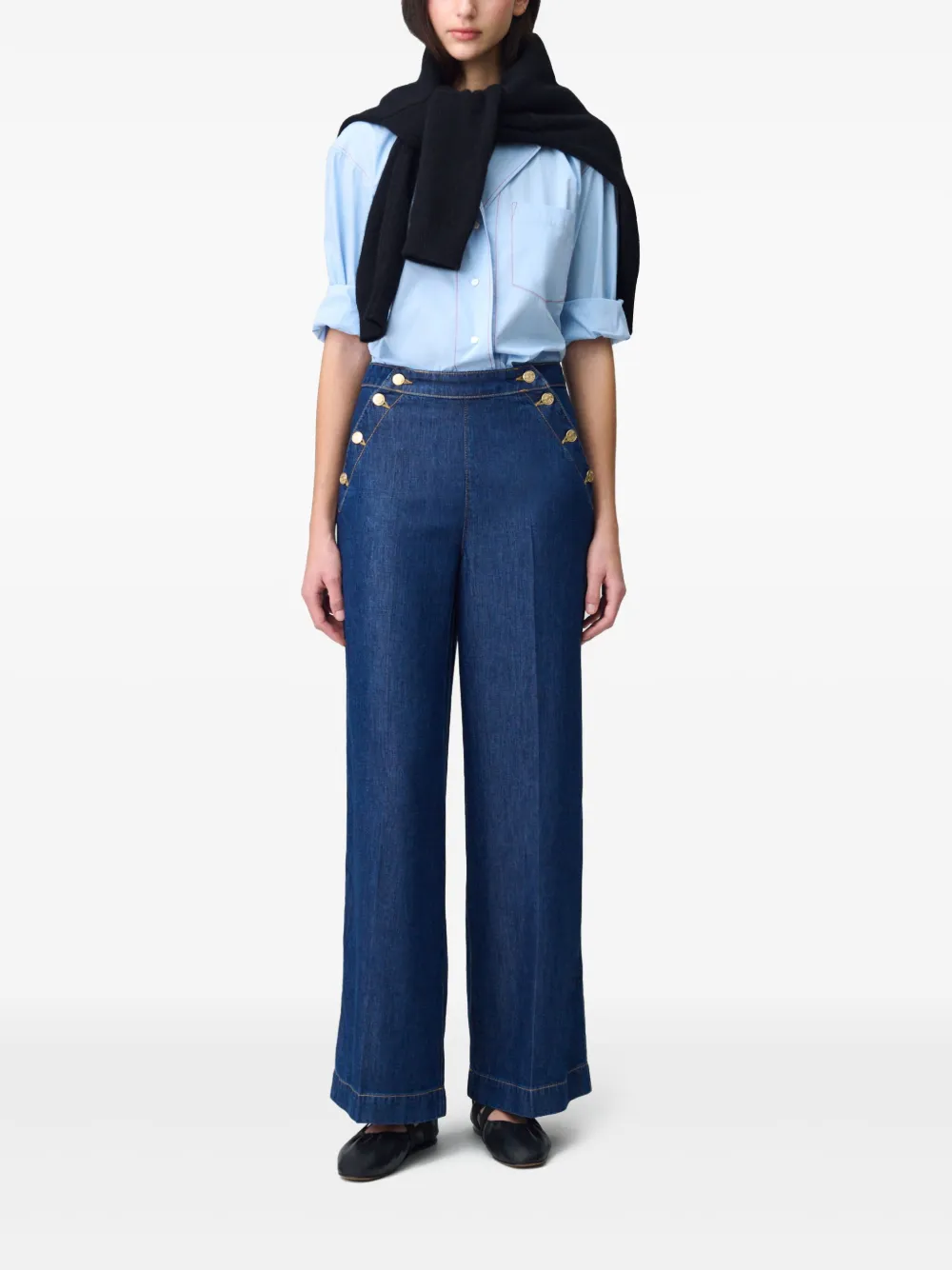 Claudie Pierlot Jeans met wijde pijpen - Blauw