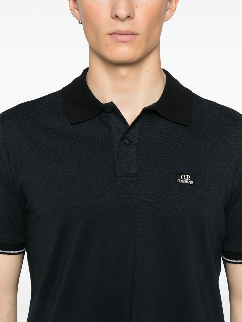 C.P. Company Poloshirt met logopatch Zwart