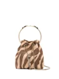 Jimmy Choo Bon Bon zebra-pattern bucket bag - Brown