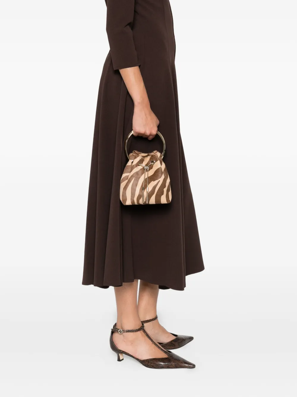Jimmy Choo Bon Bon zebra-pattern bucket bag | Image 2