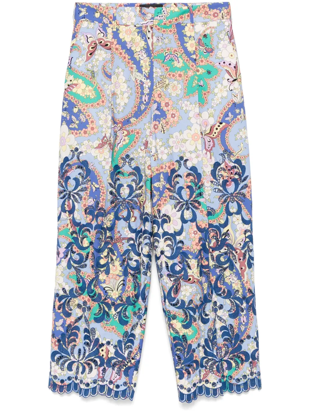 ETRO Broek met bloemenprint Blauw