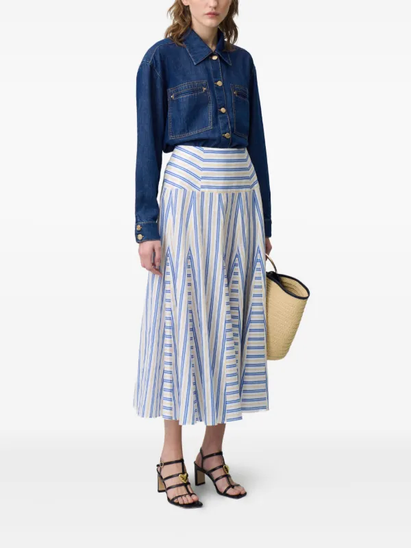 CLAUDIE PIERLOT★JUPE MIDI スカート Claudie Pierlot Striped Midi Skirt | White | FARFETCH