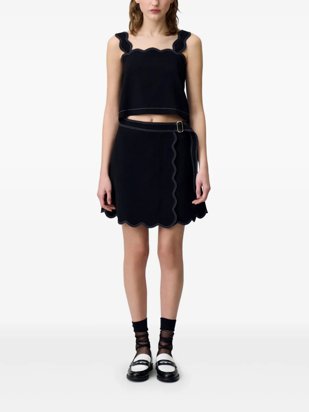 Claudie Pierlot Tanktop met gewelfde rand - Zwart