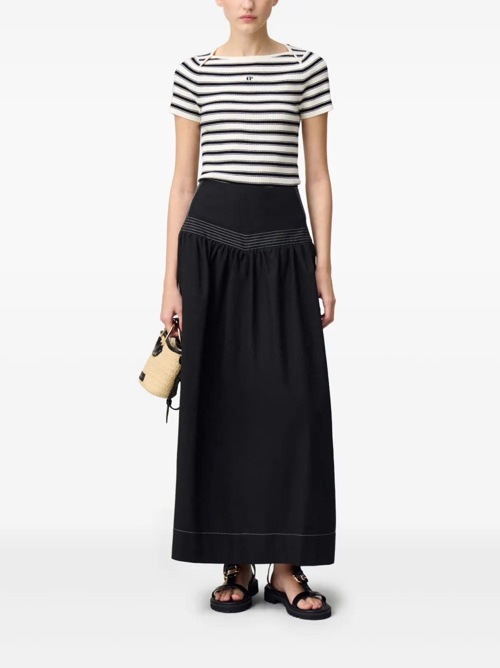 Claudie Pierlot Maxi-rok met streepdetail - Zwart