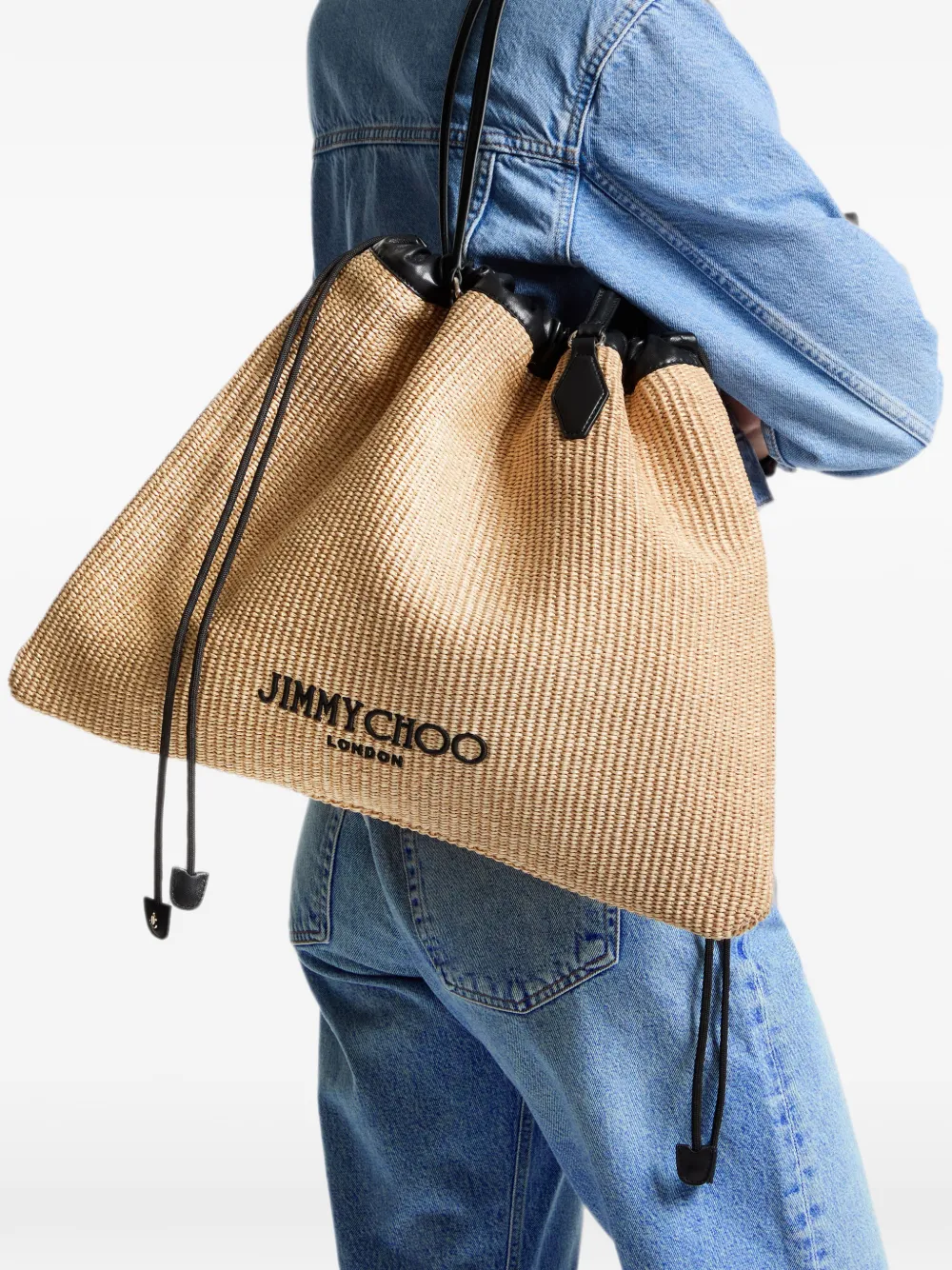 Jimmy Choo Drawstring Tote Large in Neutrals, view 2
