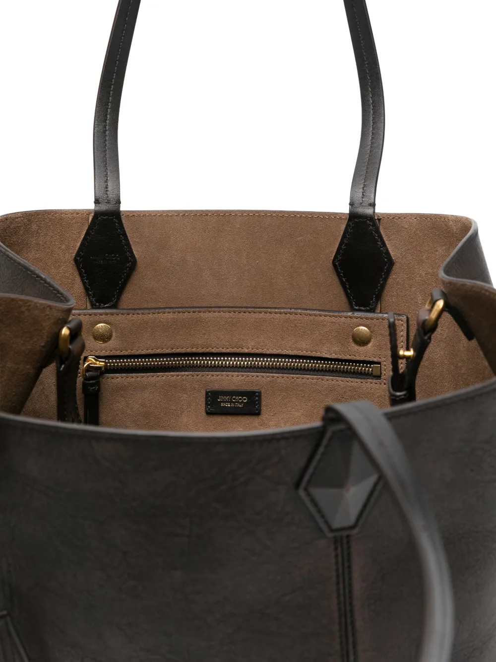 Jimmy Choo Medium Diamond Tote Bag In Brown