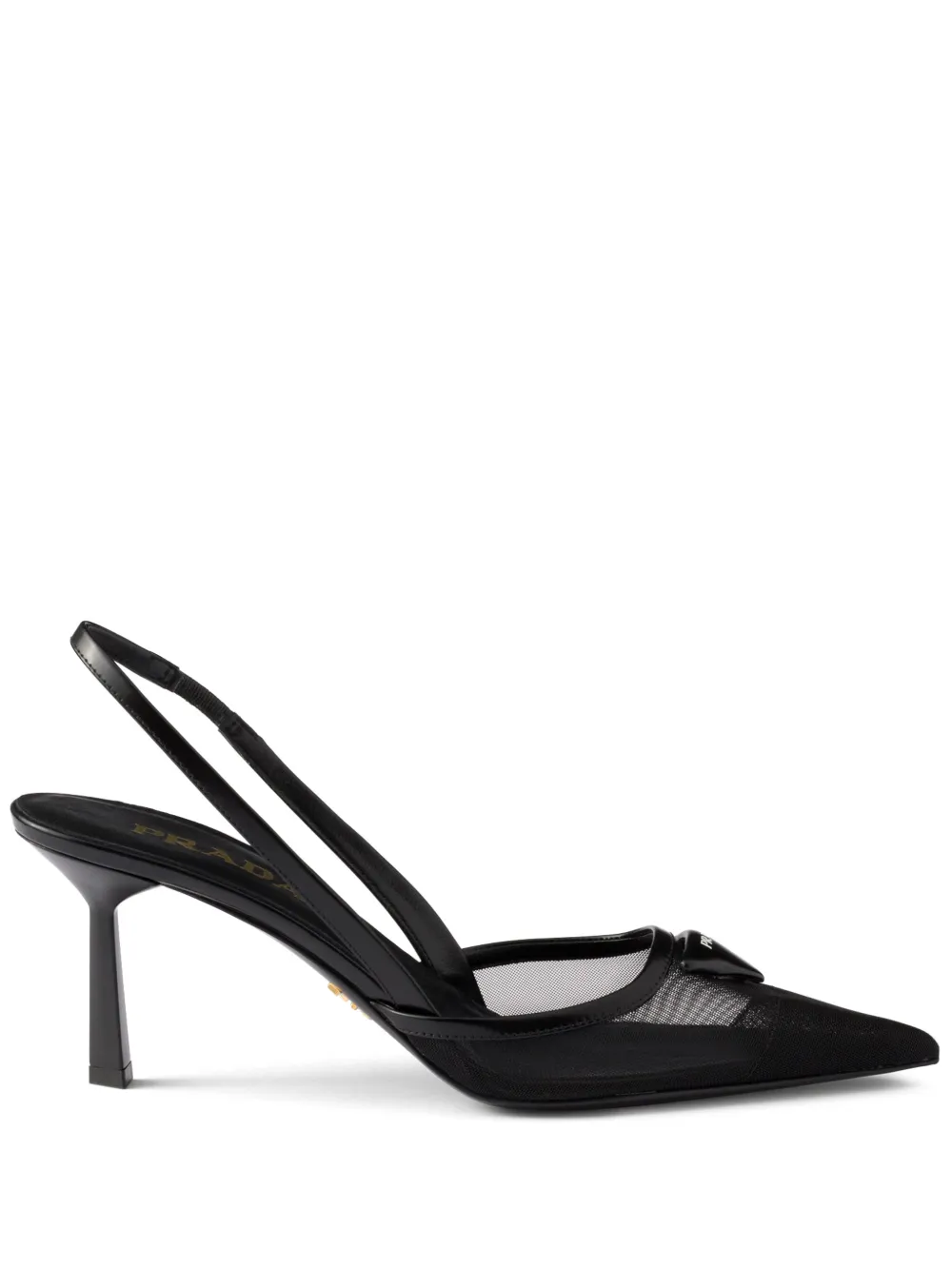 Prada 75 mm slingback pumps met mesh Zwart