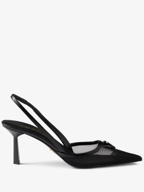 Prada mesh fabric slingback pumps