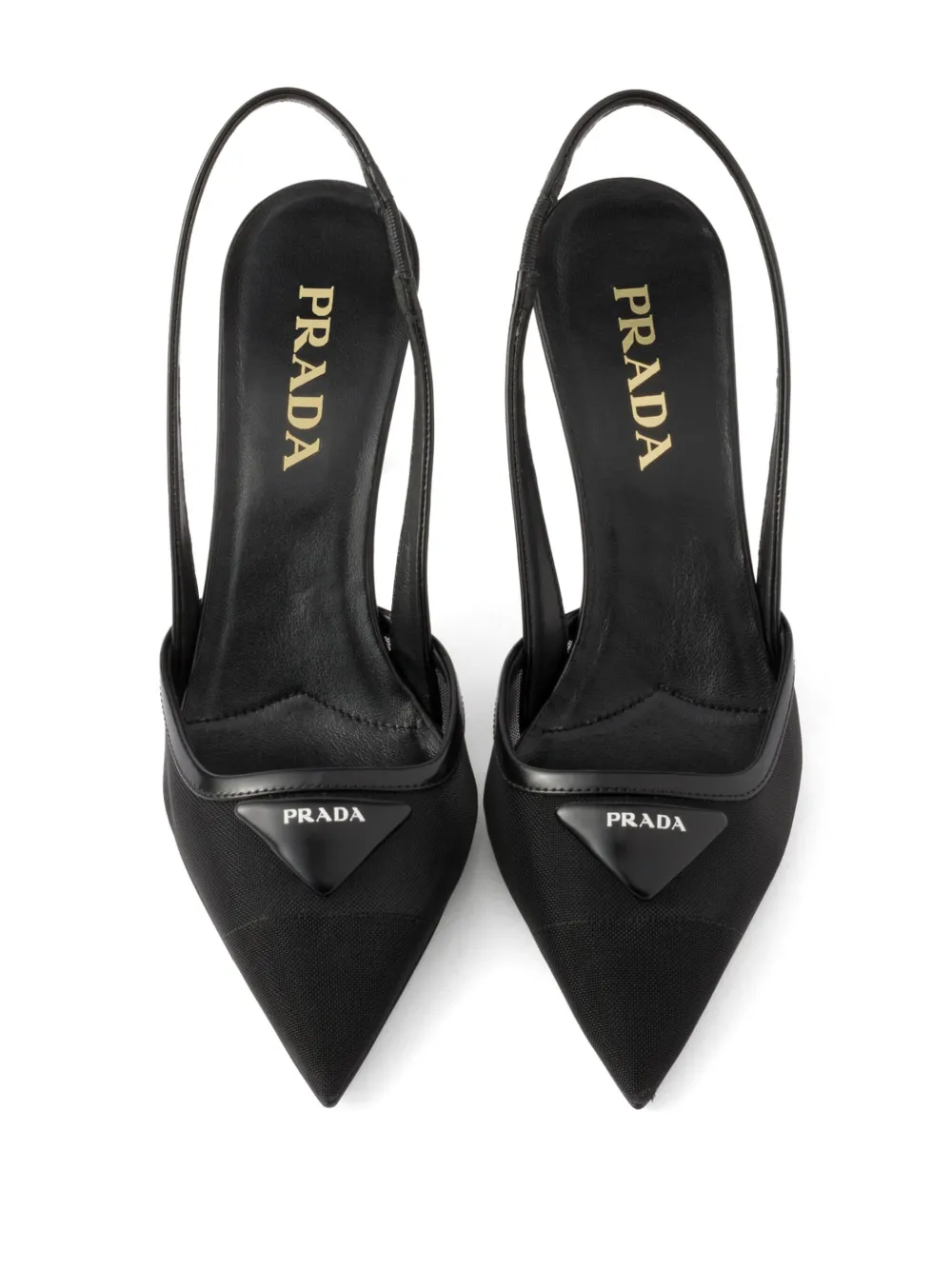 Prada 75 mm slingback pumps met mesh Zwart