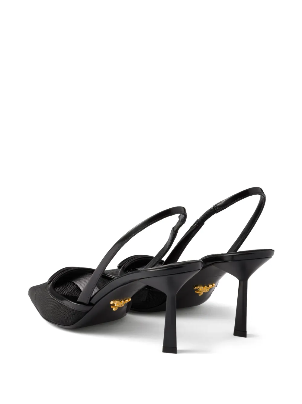 Prada 75 mm slingback pumps met mesh Zwart