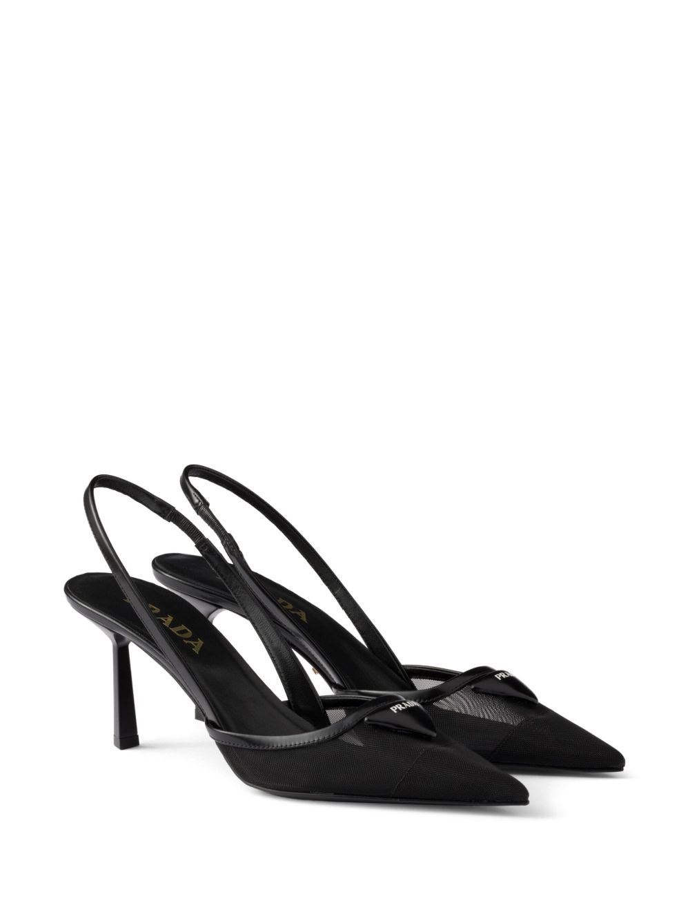 Prada 75 mm slingback pumps met mesh - Zwart