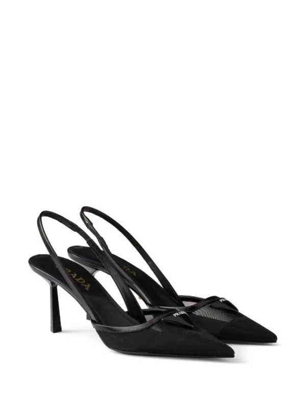 Prada スリングバック メッシュパンプス | ブラック | FARFETCH JP