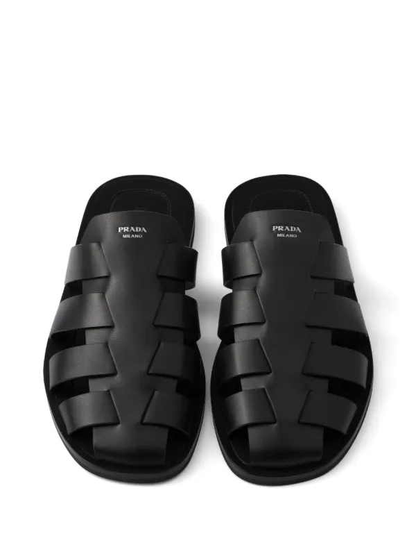Prada レザーミュール | ブラック | FARFETCH JP