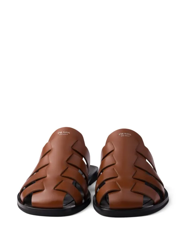 Prada Leather Fisherman Mules | Brown | FARFETCH