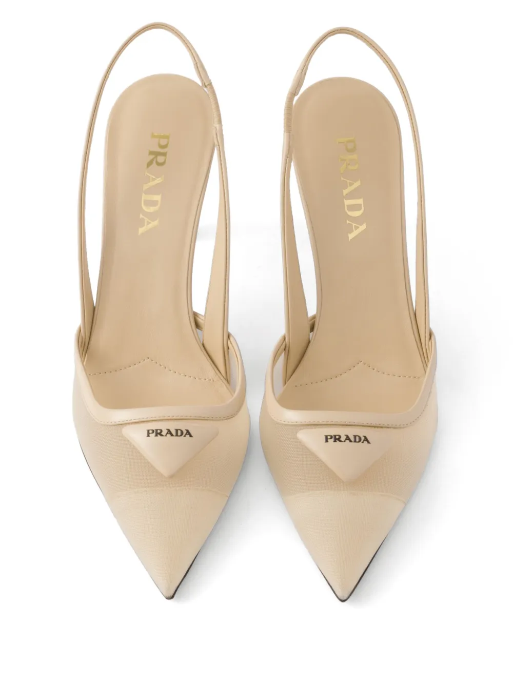 Prada 75 mm slingback pumps met mesh Beige