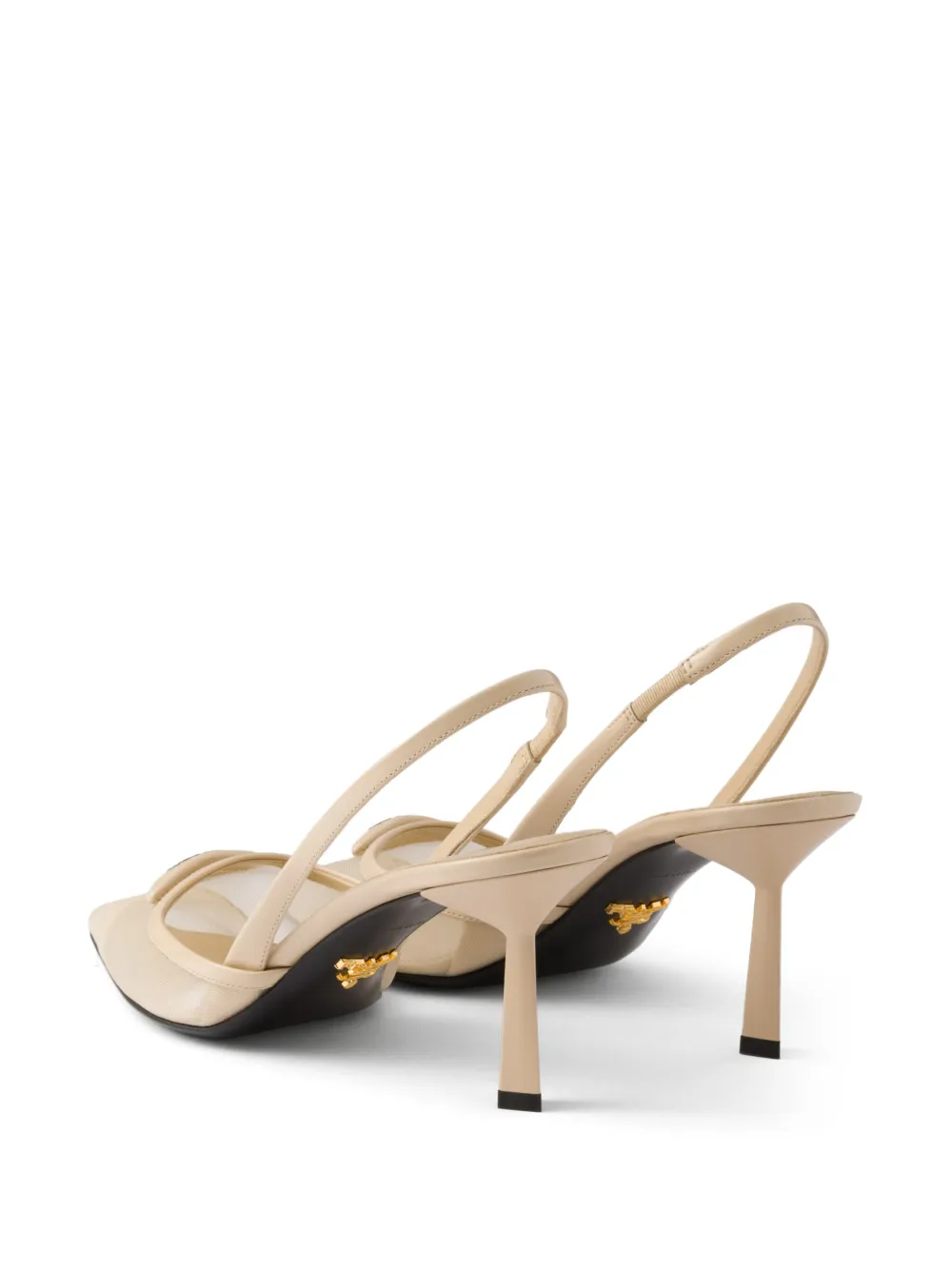 Prada 75 mm slingback pumps met mesh Beige