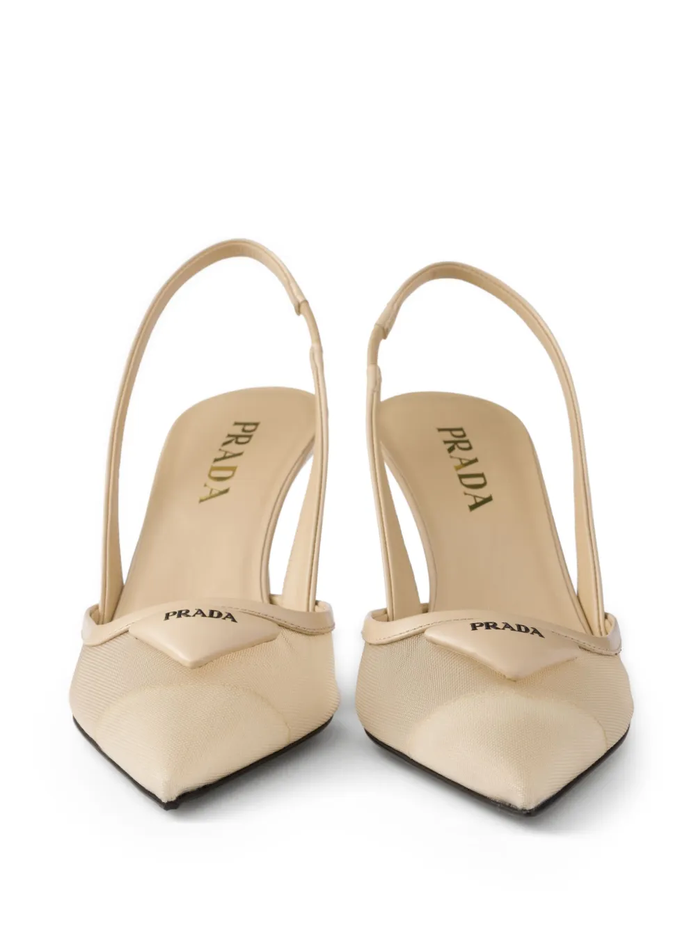 Prada 75 mm slingback pumps met mesh Beige