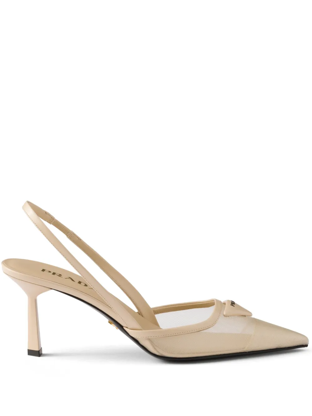 Prada 75 mm slingback pumps met mesh Beige