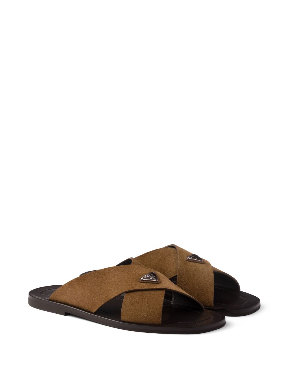 Prada suede crisscross slides - Brown