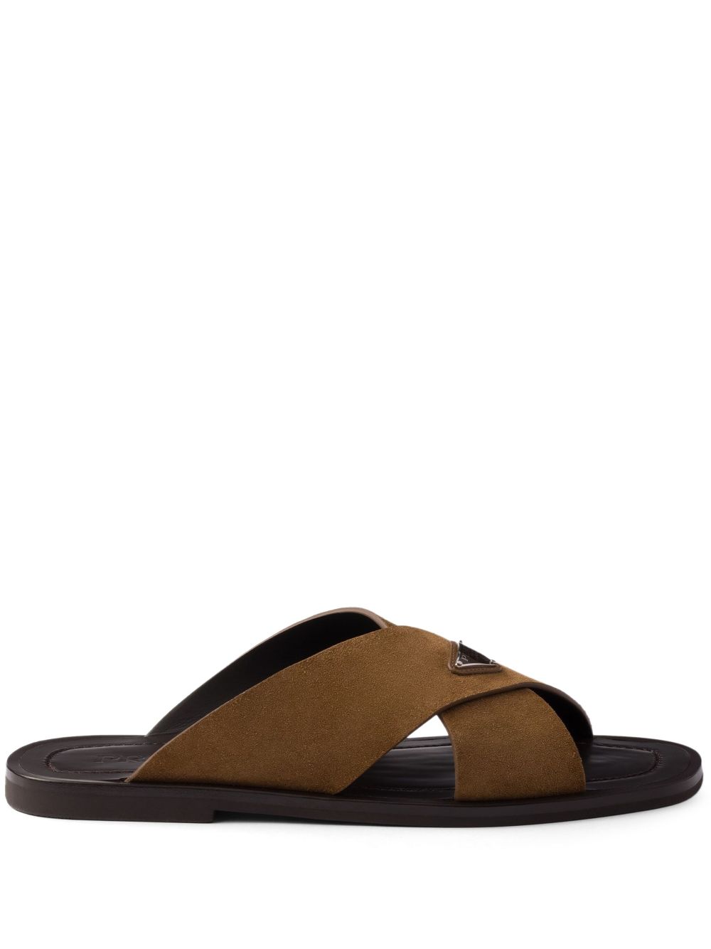 Prada suede crisscross slides - Brown