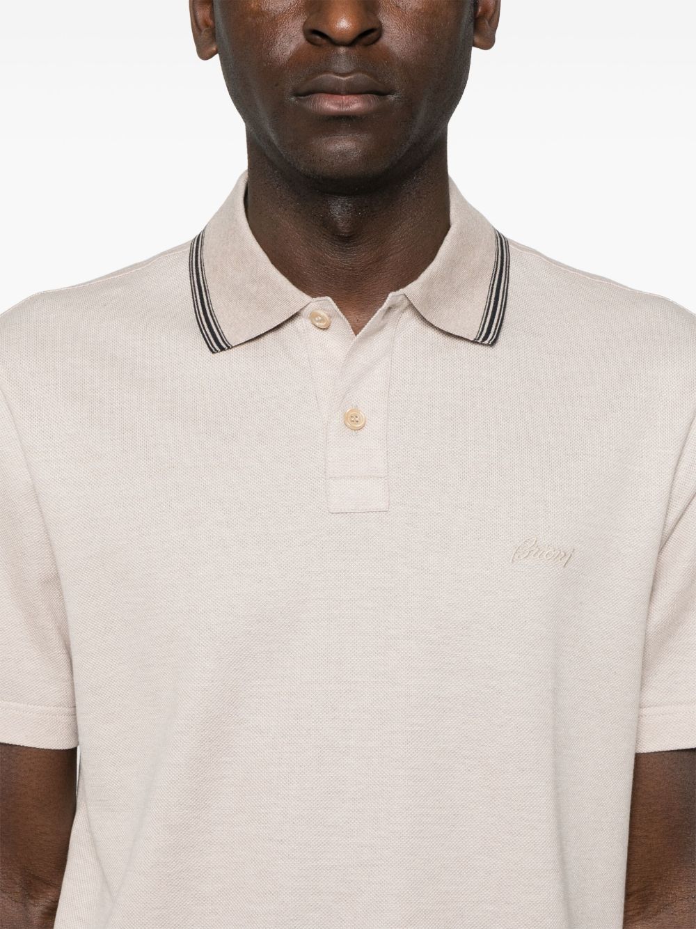 BRIONI LOGO-EMBROIDERED POLO SHIRT