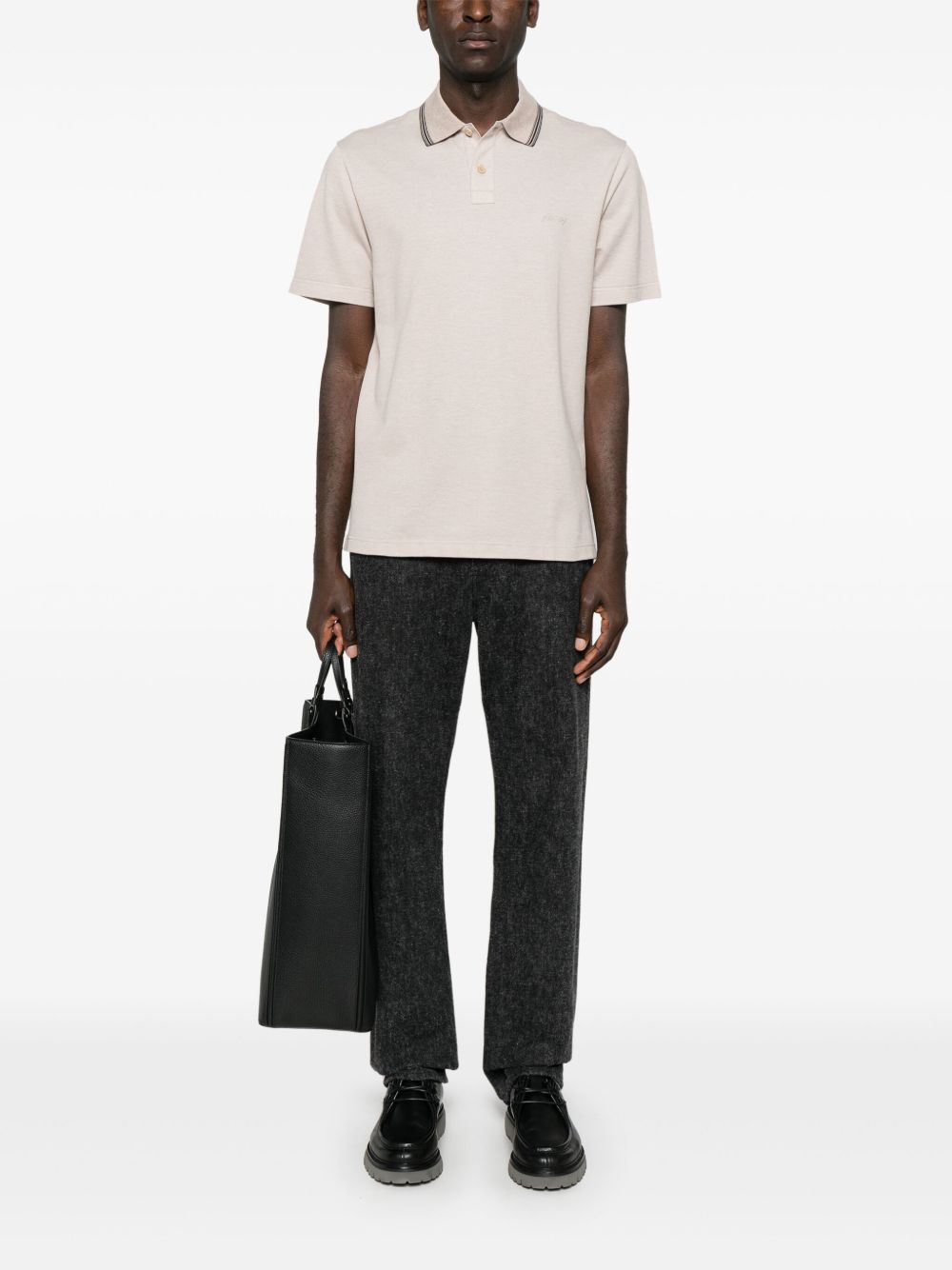 Brioni Poloshirt met geborduurd logo - Beige