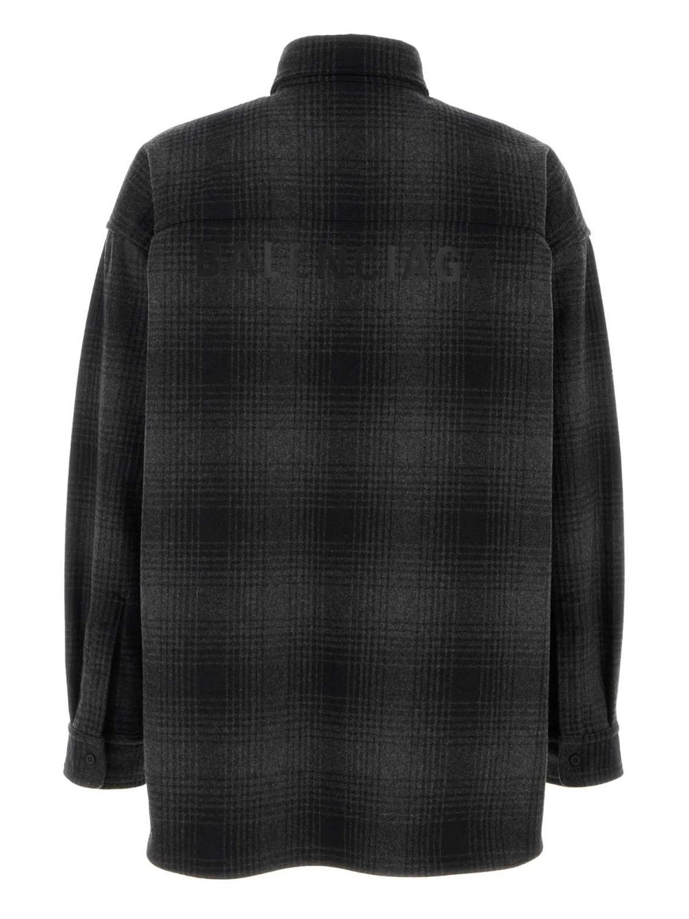 Balenciaga embroidered flannel shirt - Black