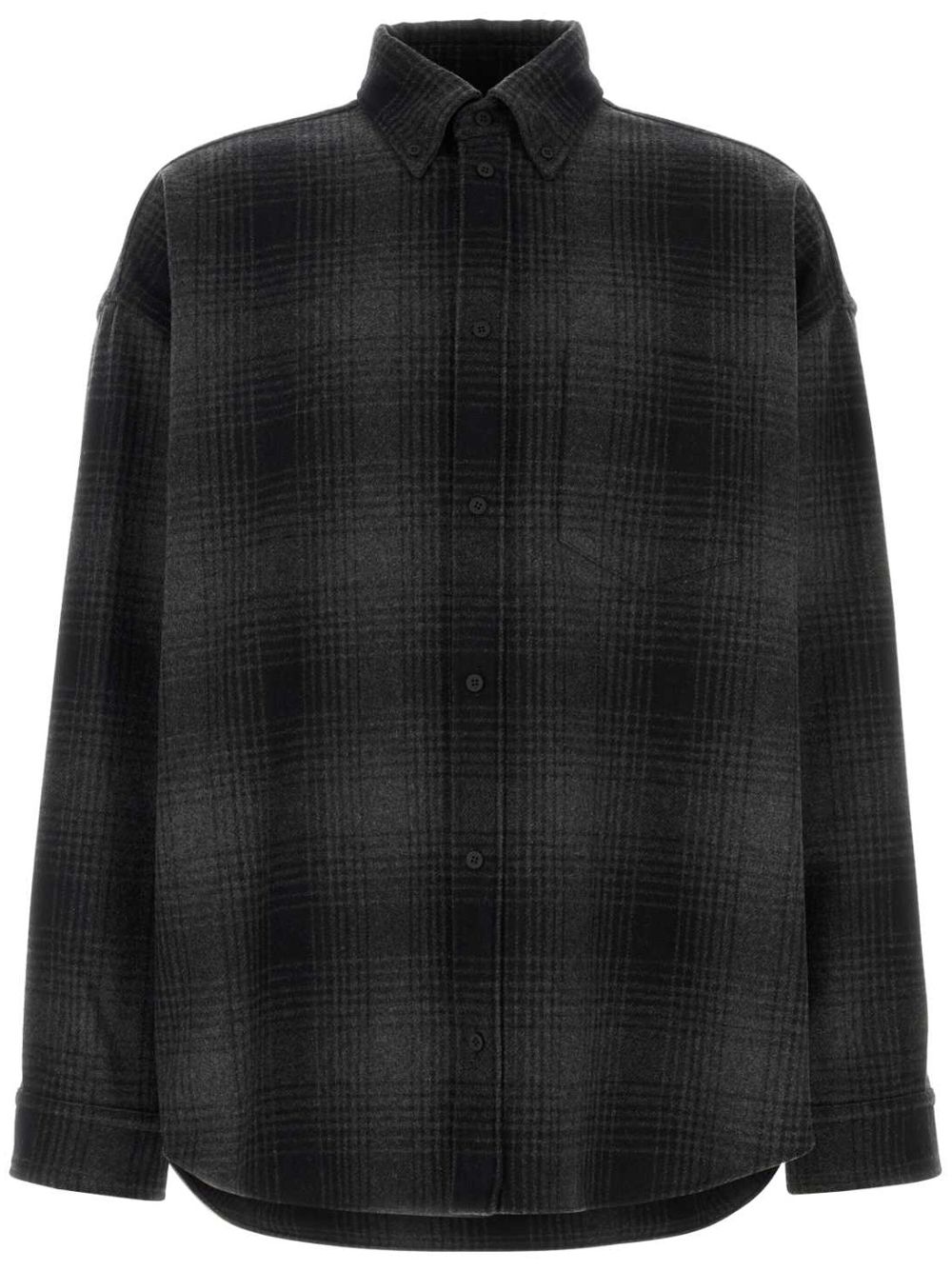 Balenciaga embroidered flannel shirt - Black