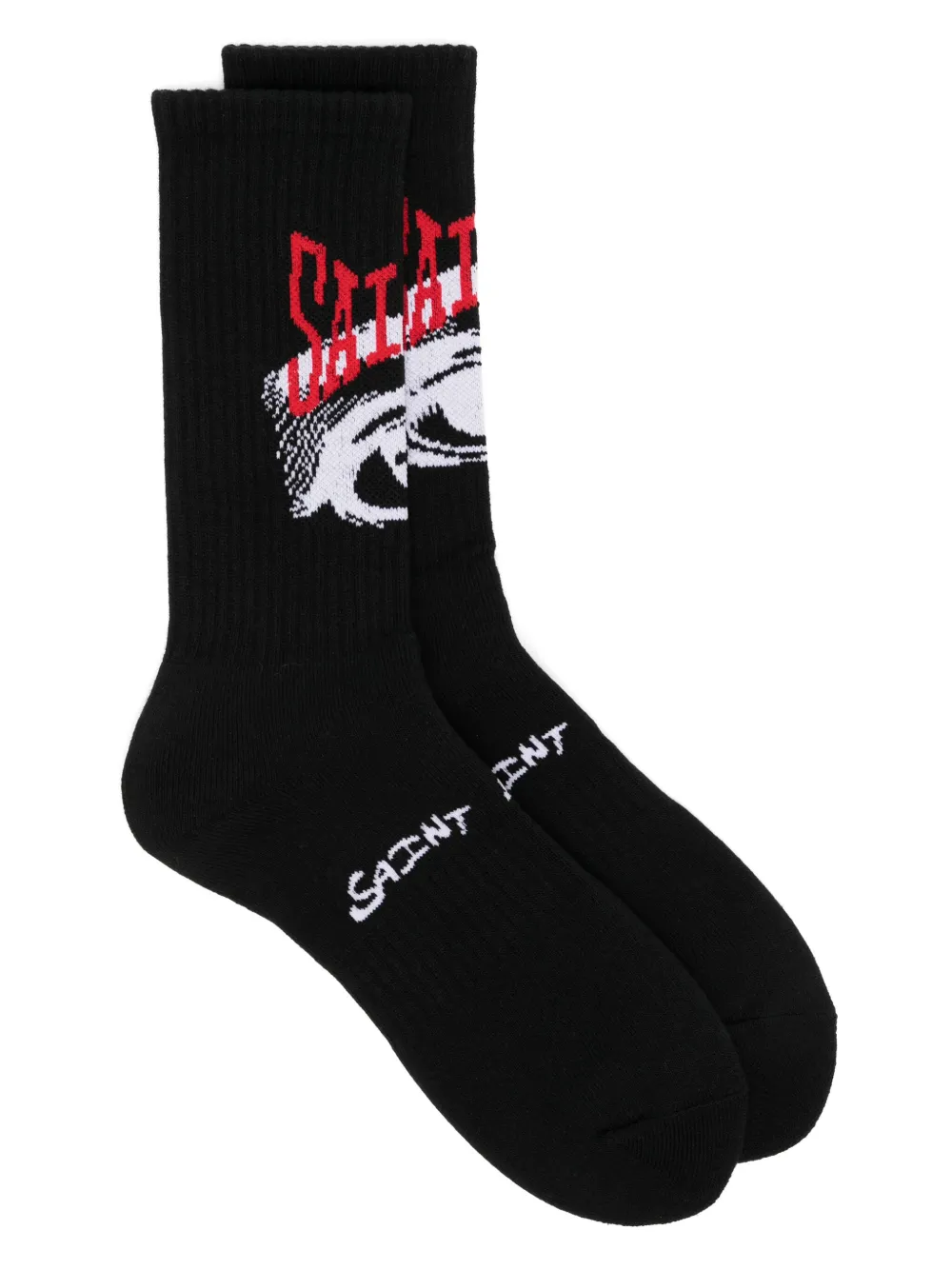 intarsia-knit logo socks