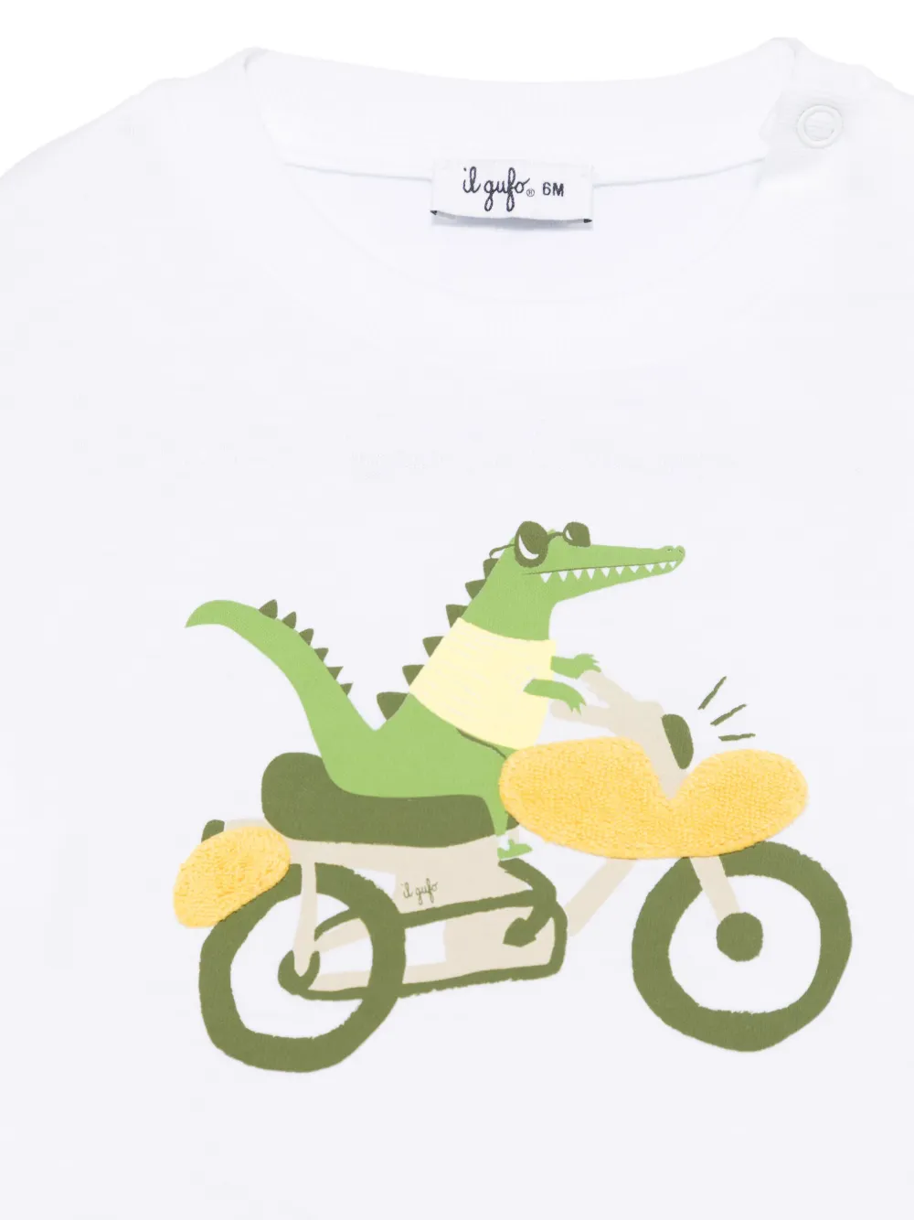 Il Gufo T-shirt met krokodillenprint Wit