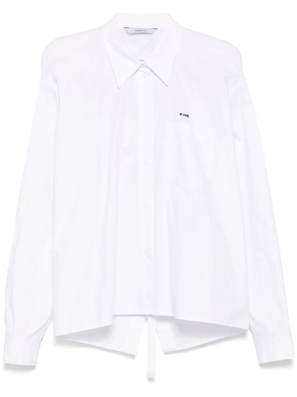 Pushbutton Hemd Mit Eckiger Form In Weiss