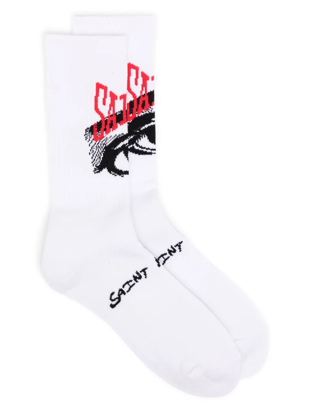 intarsia-knit logo socks