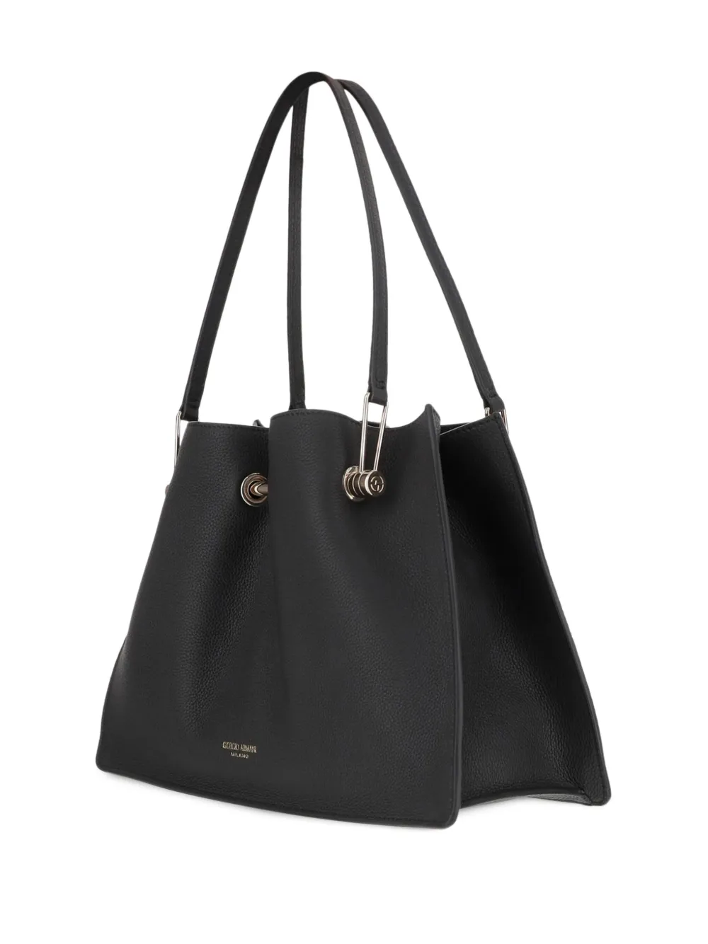 Shop Giorgio Armani Bar-detail Tote Bag In Black