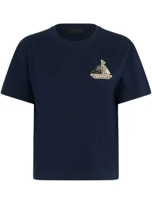 Cotton T-shirt with logo and rhinestones colour black