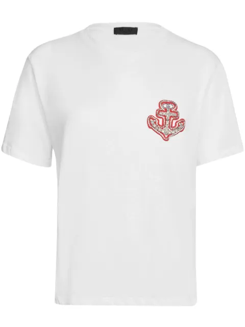 LIU JO rhinestone-anchor T-shirt