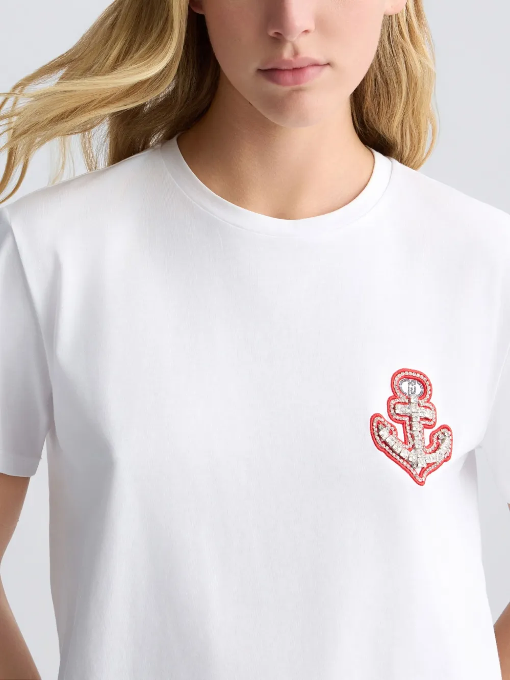 LIU JO T-shirt met stras anker Wit