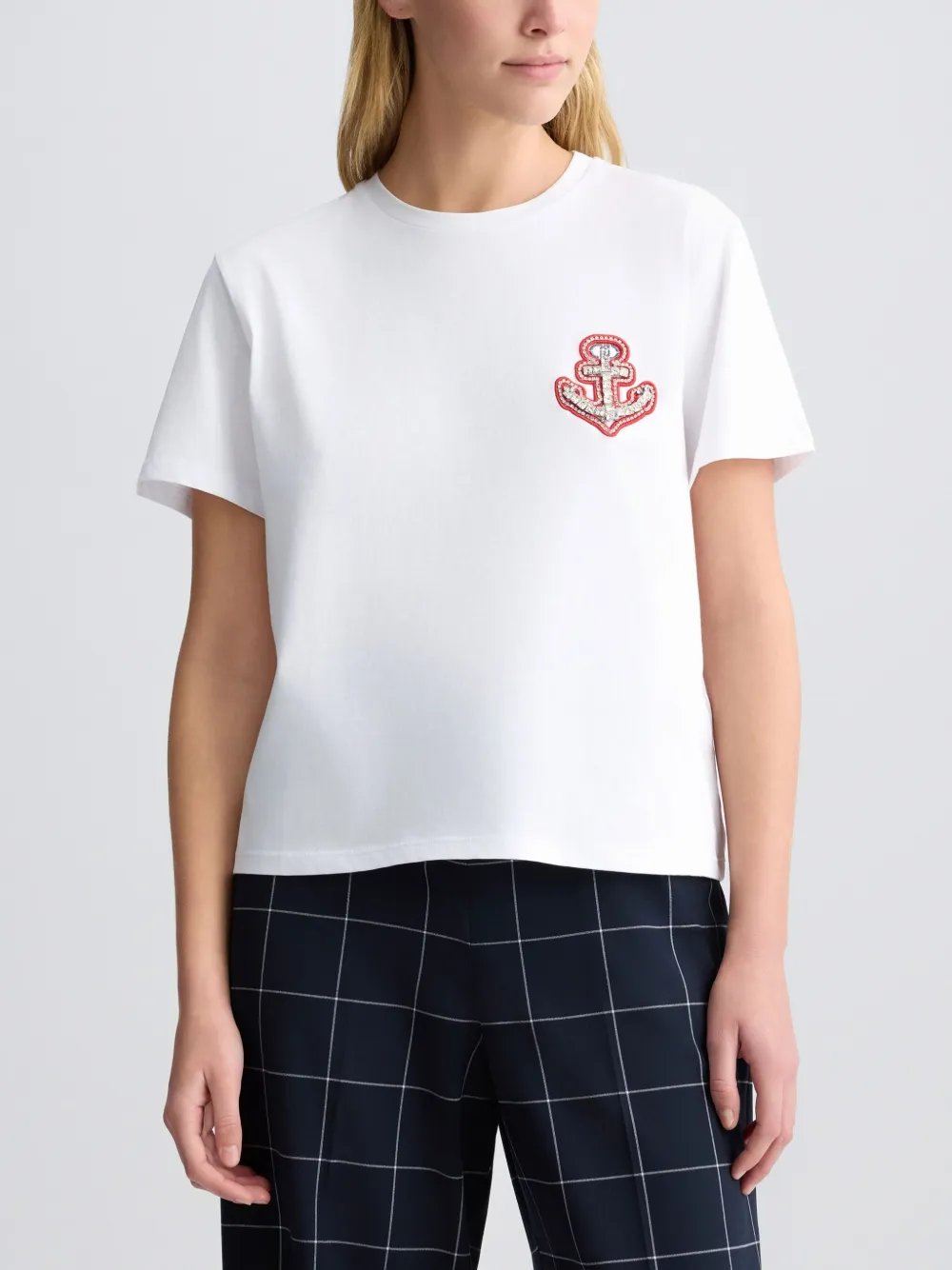 LIU JO T-shirt met stras anker Wit